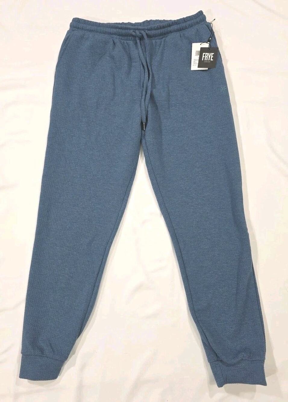 FRYE Joggers Men's Large Blue Donegal Pant Soft Stretch Waffle Pattern NWT